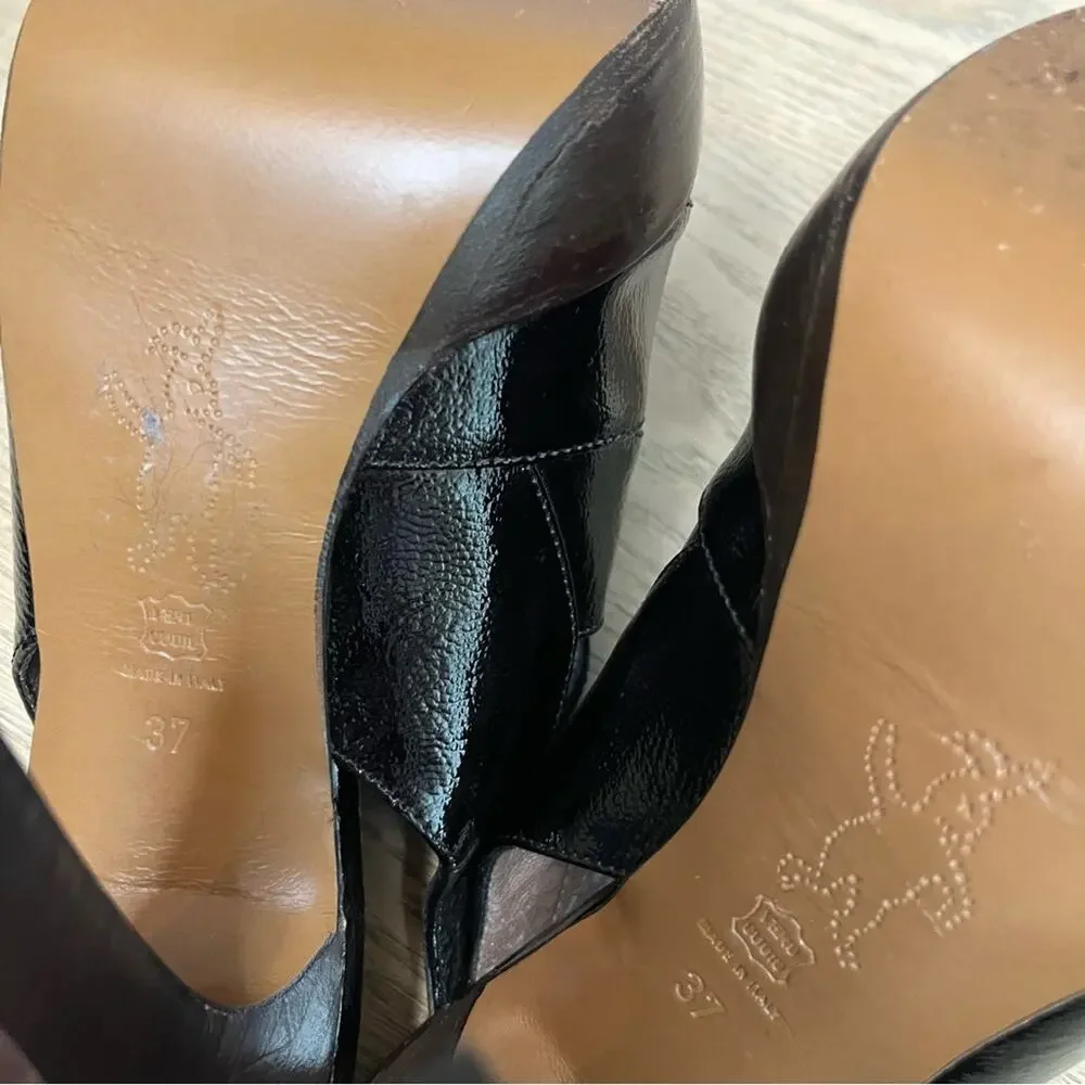 Marni Patent Leather Peep Toe Slingback Platform Heeled Sandals Women’s Size 7
